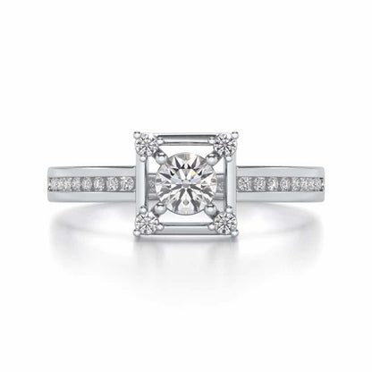 Strength Solitaire Silver Ring - White Gold - Image 4
