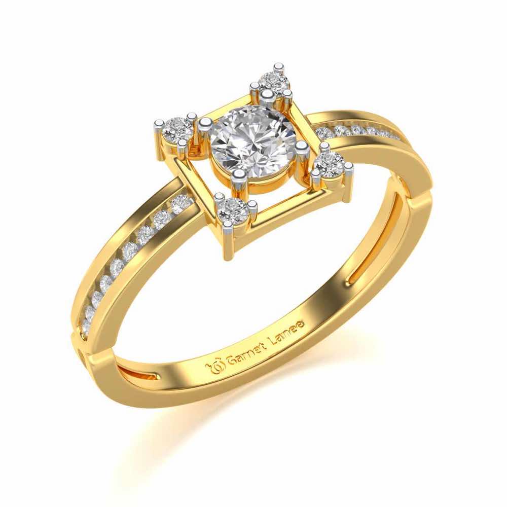 Strength Solitaire Silver Ring - Yellow Gold - Image 1