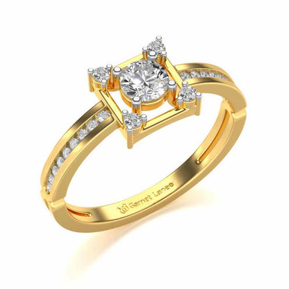 Strength Solitaire Silver Ring - Yellow Gold - Image 1
