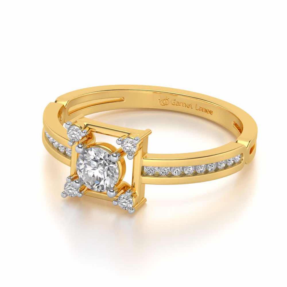 Strength Solitaire Silver Ring - Yellow Gold - Image 2