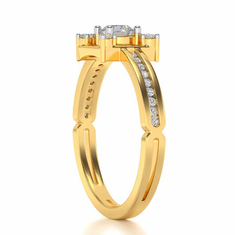 Strength Solitaire Silver Ring - Yellow Gold - Image 3