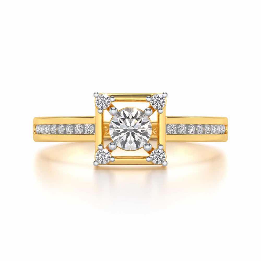 Strength Solitaire Silver Ring - Yellow Gold - Image 4