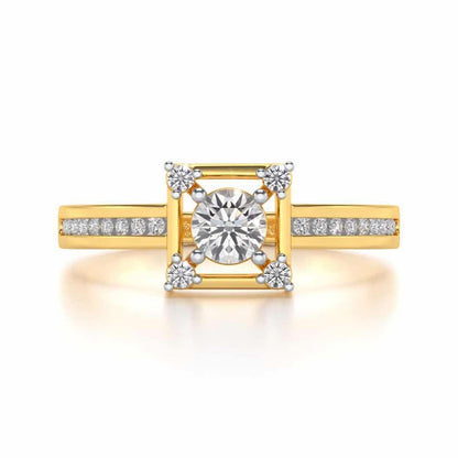 Strength Solitaire Silver Ring - Yellow Gold - Image 4