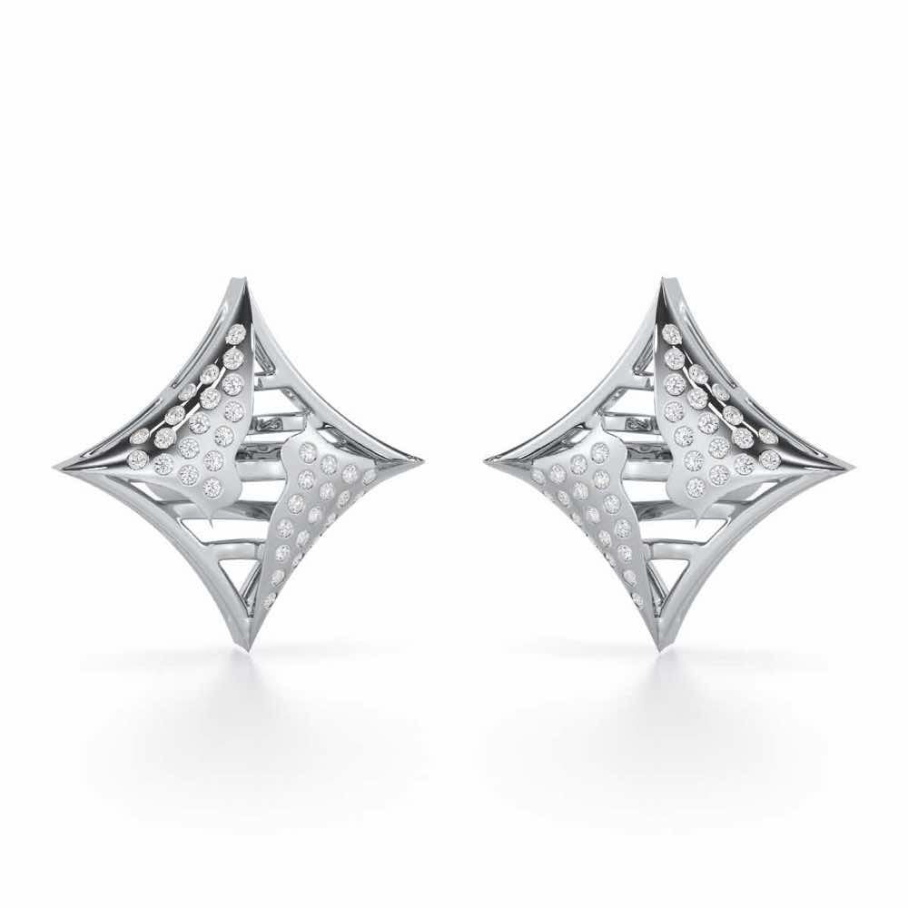 Striking Bright Silver Earrings - White Gold - Image 1