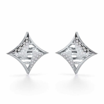 Striking Bright Silver Earrings - White Gold - Image 1