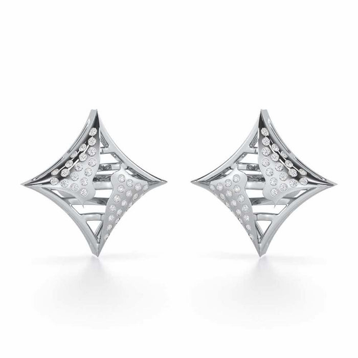 Striking Bright Silver Earrings - White Gold - Image 1