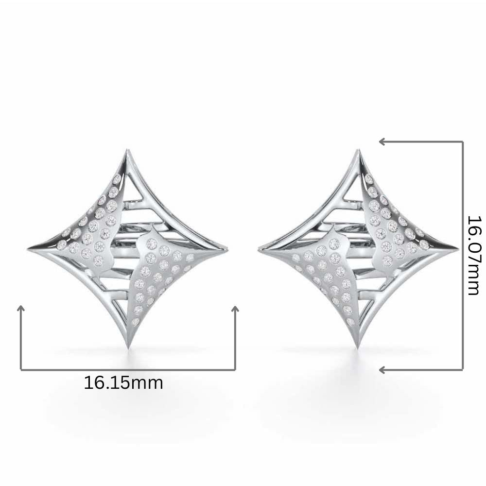 Striking Bright Silver Earrings - White Gold - Image 2