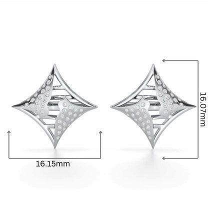 Striking Bright Silver Earrings - White Gold - Image 2