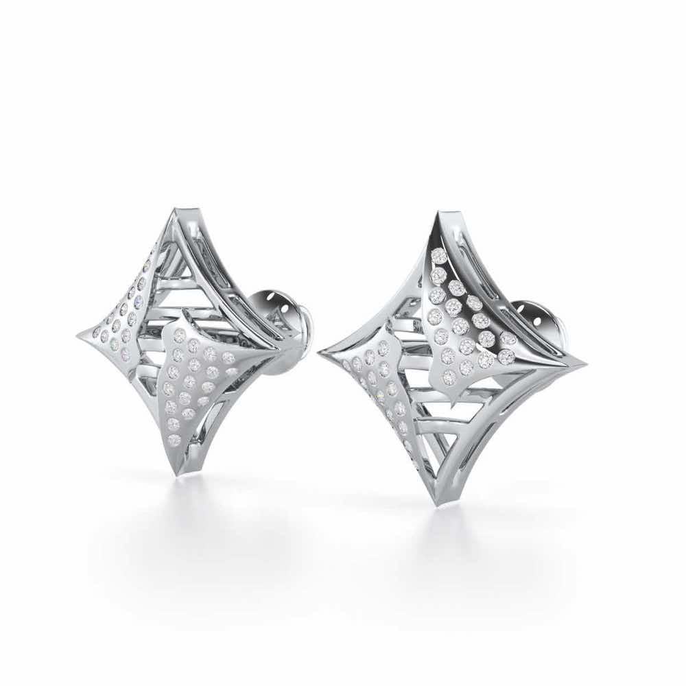 Striking Bright Silver Earrings - White Gold - Image 3