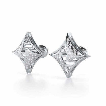 Striking Bright Silver Earrings - White Gold - Image 3