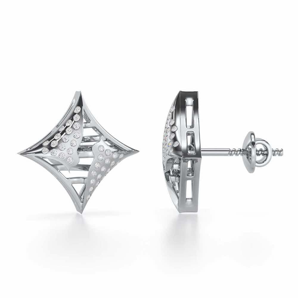 Striking Bright Silver Earrings - White Gold - Image 4