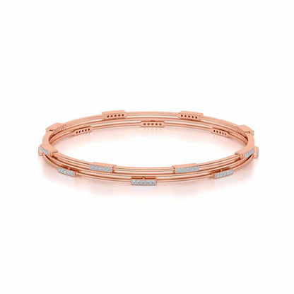 Stripe Wave Silver Bangles - Rose Gold - Image 2