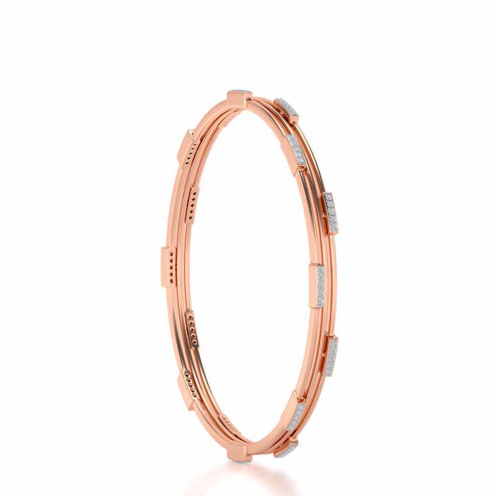 Stripe Wave Silver Bangles - Rose Gold - Image 3