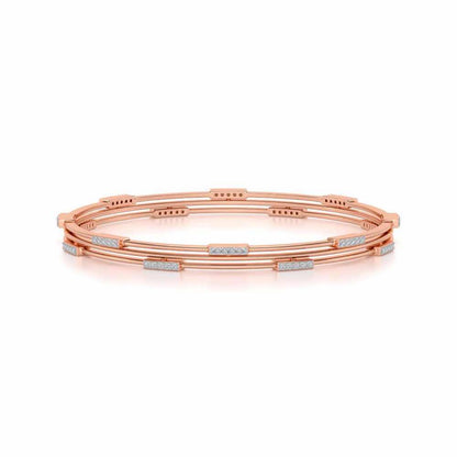 Stripe Wave Silver Bangles - Rose Gold - Image 4