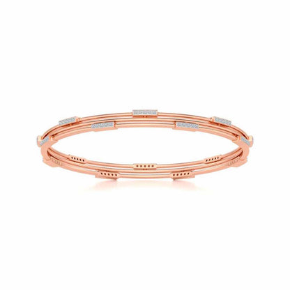 Stripe Wave Silver Bangles - Rose Gold - Image 5