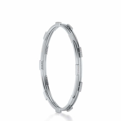 Stripe Wave Silver Bangles - White Gold - Image 3