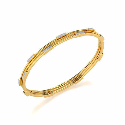 Stripe Wave Silver Bangles - Yellow Gold - Image 1