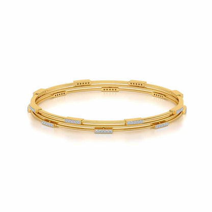 Stripe Wave Silver Bangles - Yellow Gold - Image 2