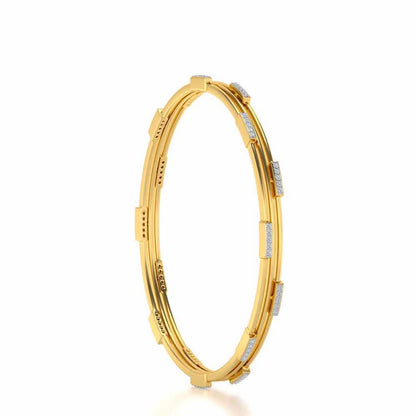 Stripe Wave Silver Bangles - Yellow Gold - Image 3