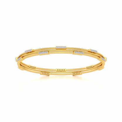 Stripe Wave Silver Bangles - Yellow Gold - Image 5