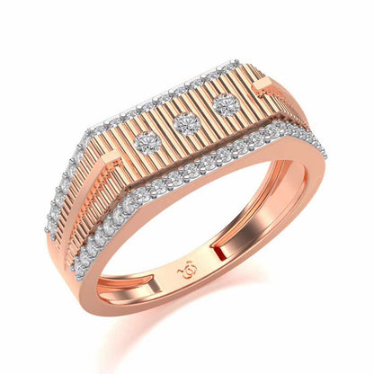 Stripped Silver Ring For Men - Rose Gold - Image 1