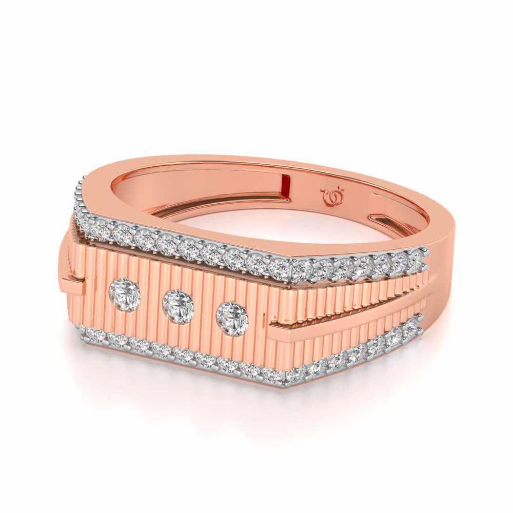 Stripped Silver Ring For Men - Rose Gold - Image 2