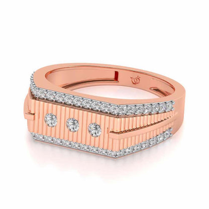 Stripped Silver Ring For Men - Rose Gold - Image 2