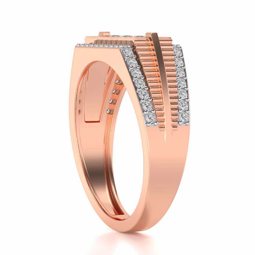 Stripped Silver Ring For Men - Rose Gold - Image 3