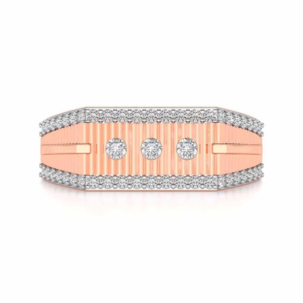 Stripped Silver Ring For Men - Rose Gold - Image 4