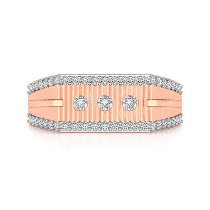 Stripped Silver Ring For Men - Rose Gold - Image 4