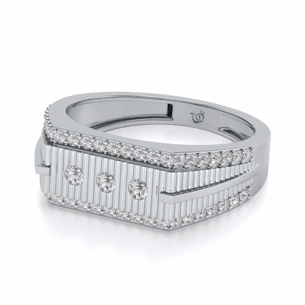 Stripped Silver Ring For Men - White Gold - Image 2