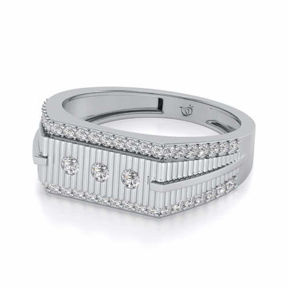 Stripped Silver Ring For Men - White Gold - Image 2