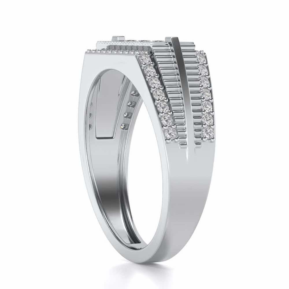 Stripped Silver Ring For Men - White Gold - Image 3