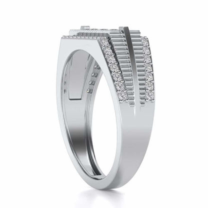 Stripped Silver Ring For Men - White Gold - Image 3
