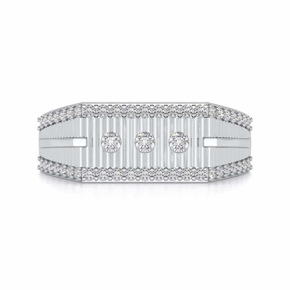 Stripped Silver Ring For Men - White Gold - Image 4