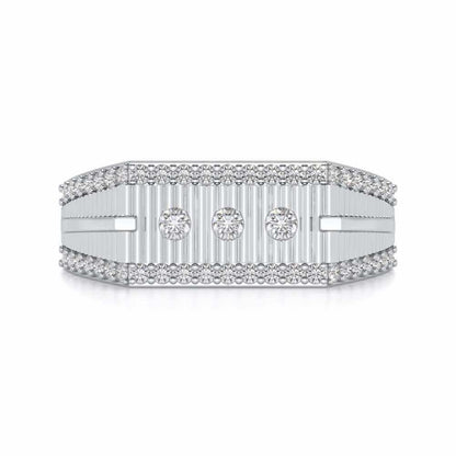 Stripped Silver Ring For Men - White Gold - Image 4