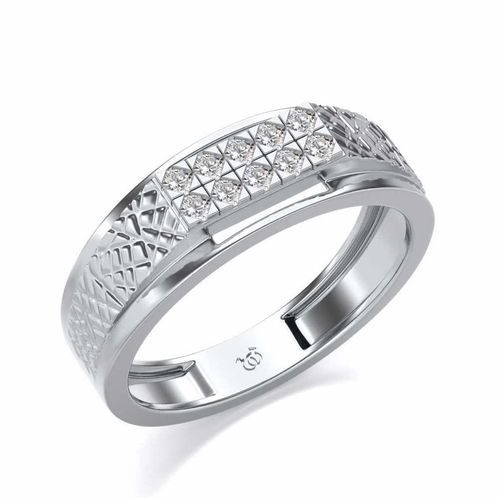 Stud Silver Ring For Men - White Gold - Image 1
