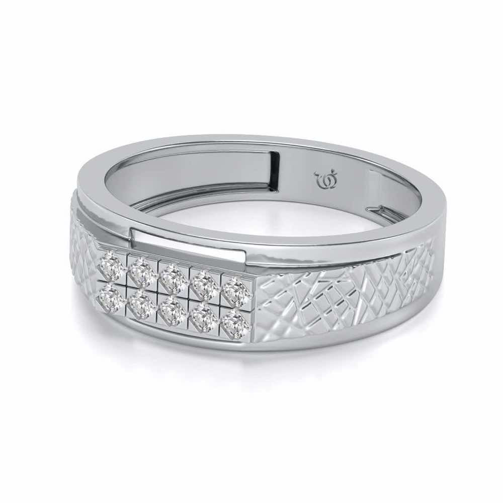 Stud Silver Ring For Men - White Gold - Image 2