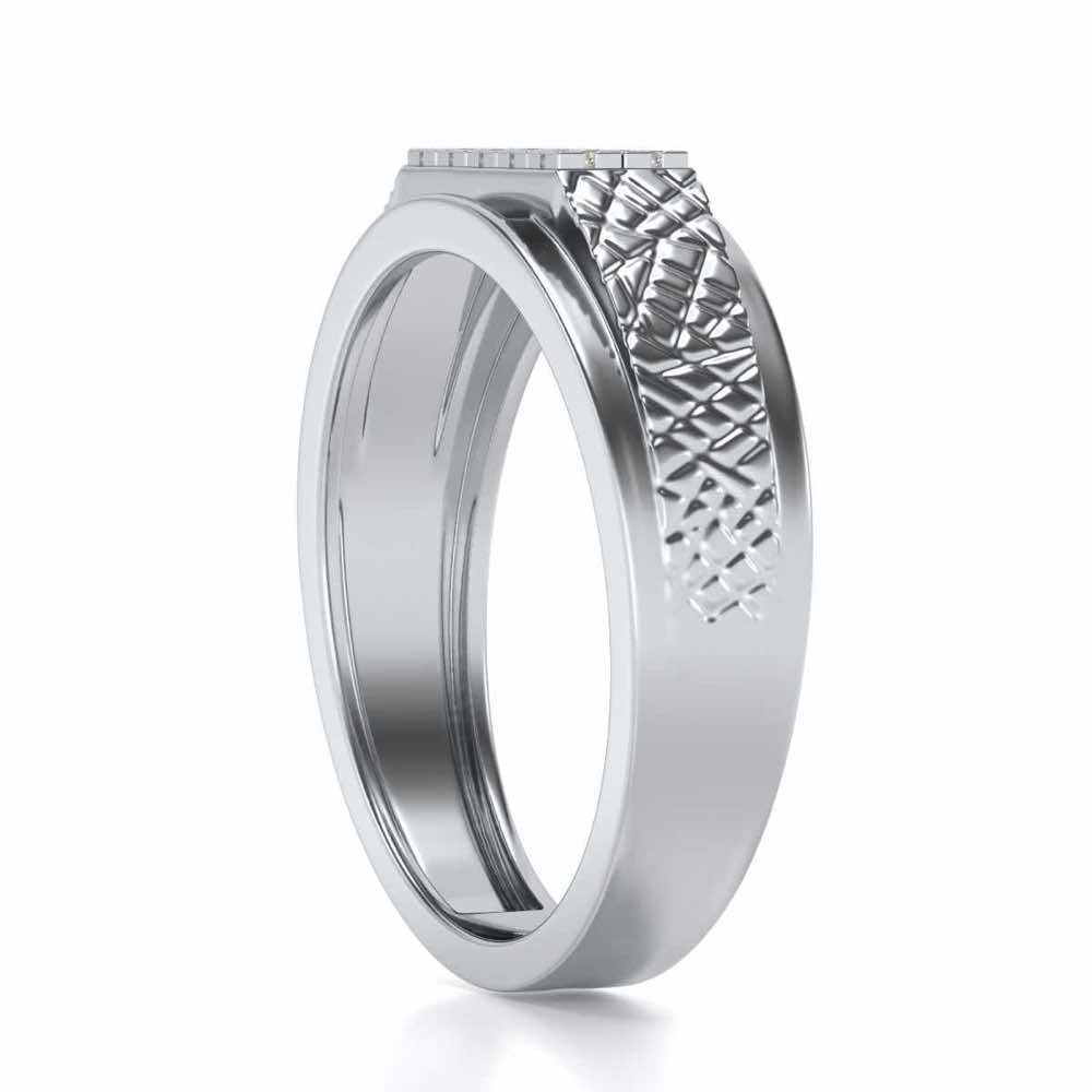 Stud Silver Ring For Men - White Gold - Image 3