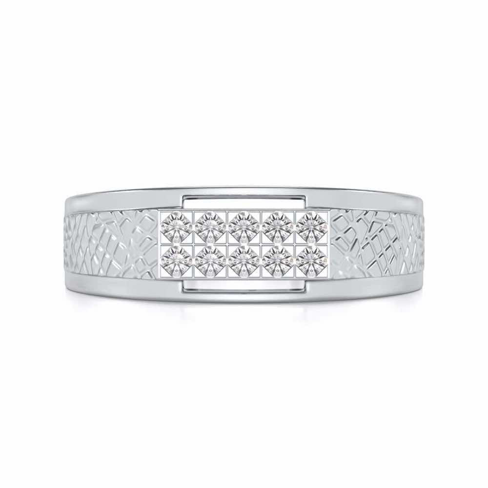 Stud Silver Ring For Men - White Gold - Image 4