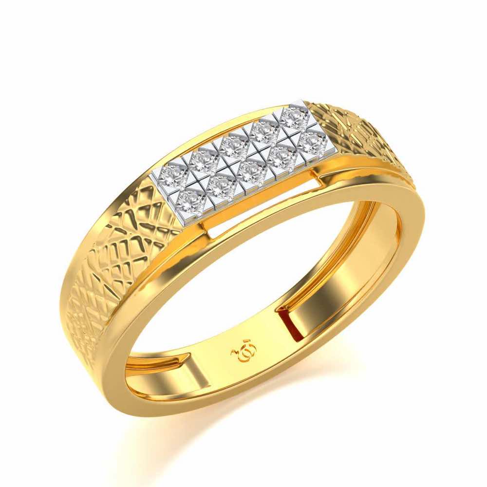 Stud Silver Ring For Men - Yellow Gold - Image 1