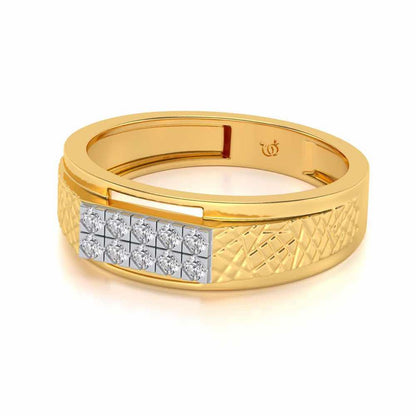 Stud Silver Ring For Men - Yellow Gold - Image 2