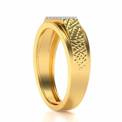 Stud Silver Ring For Men - Yellow Gold - Image 3