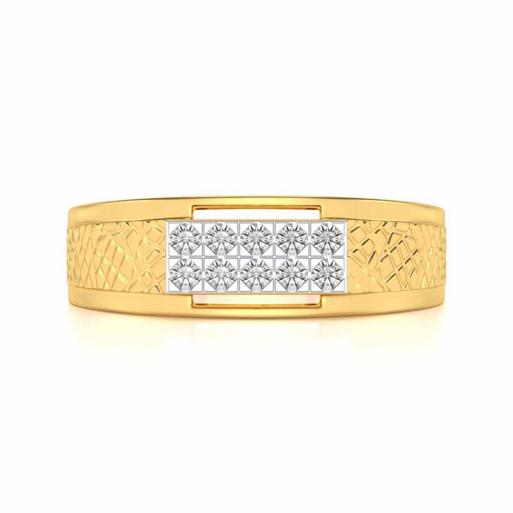 Stud Silver Ring For Men - Yellow Gold - Image 4