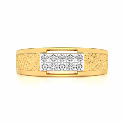 Stud Silver Ring For Men - Yellow Gold - Image 4