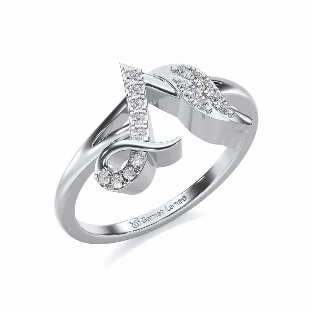 Stylish A Silver Ring - White Gold - Image 1
