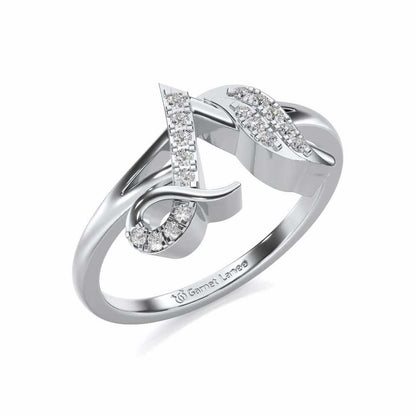 Stylish A Silver Ring - White Gold - Image 1