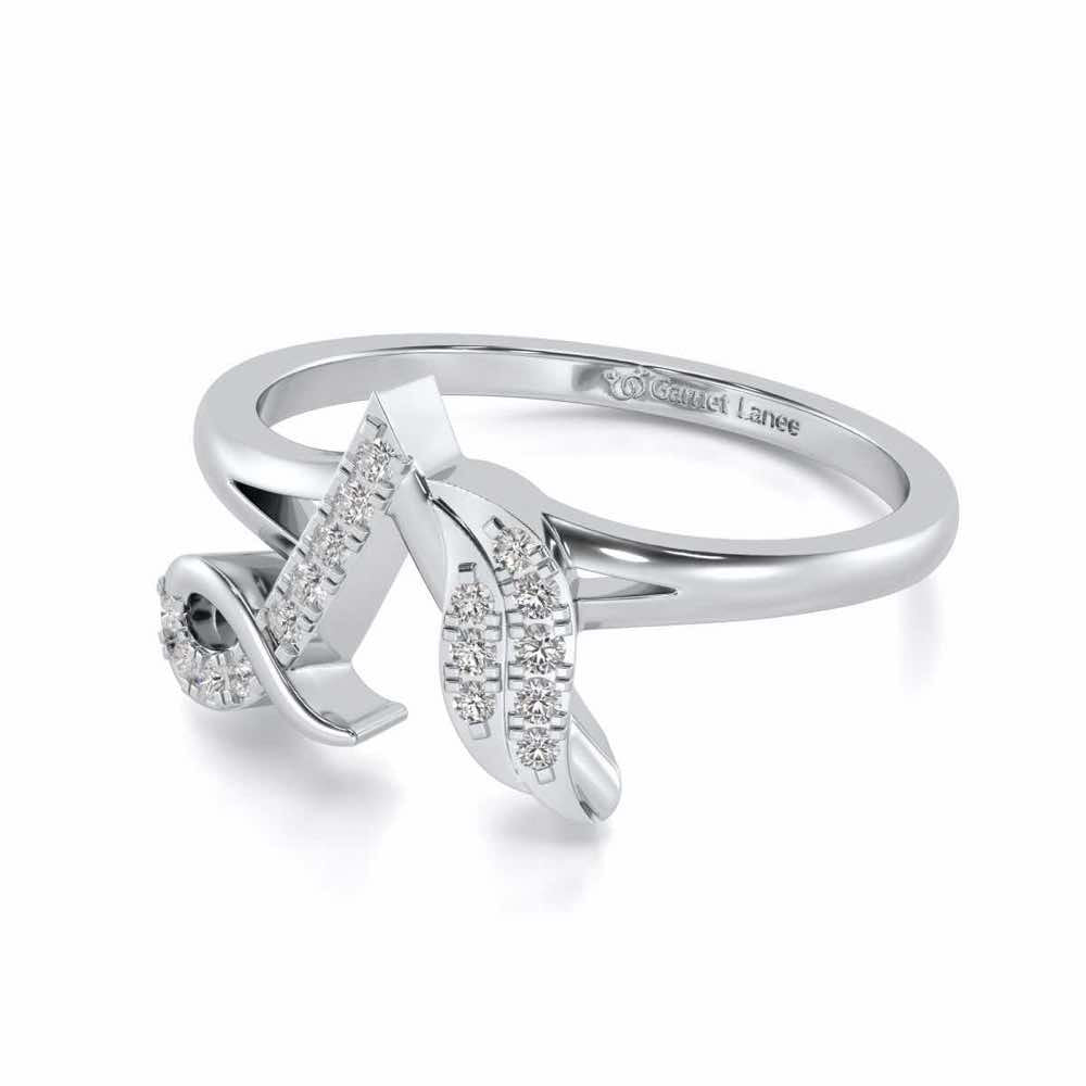 Stylish A Silver Ring - White Gold - Image 2