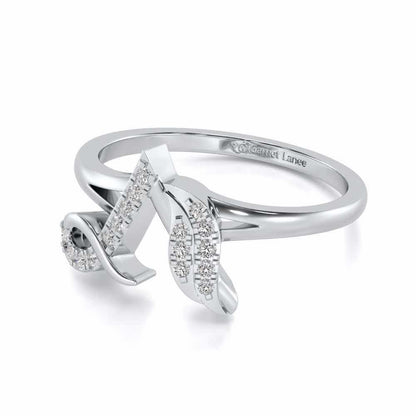 Stylish A Silver Ring - White Gold - Image 2