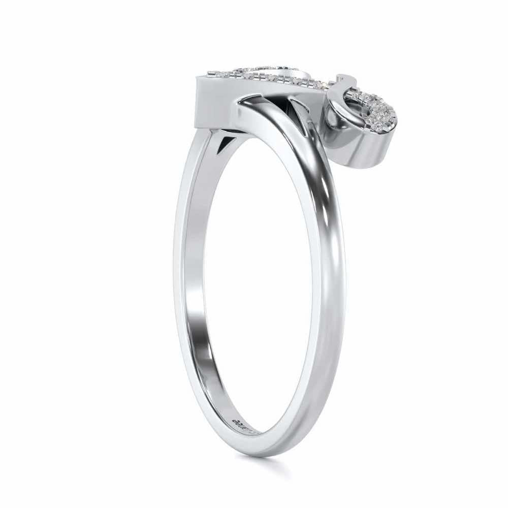 Stylish A Silver Ring - White Gold - Image 3